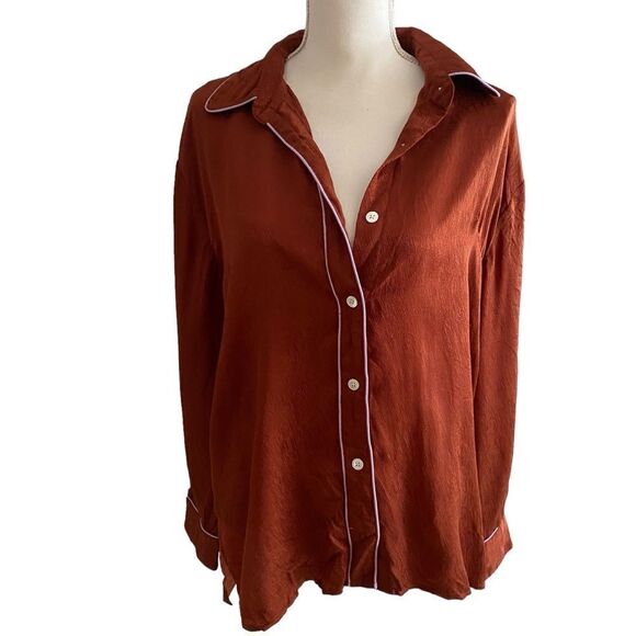 Untitled in Motion Rust Blouse Lounge Top Size Large - Picture 3 of 7